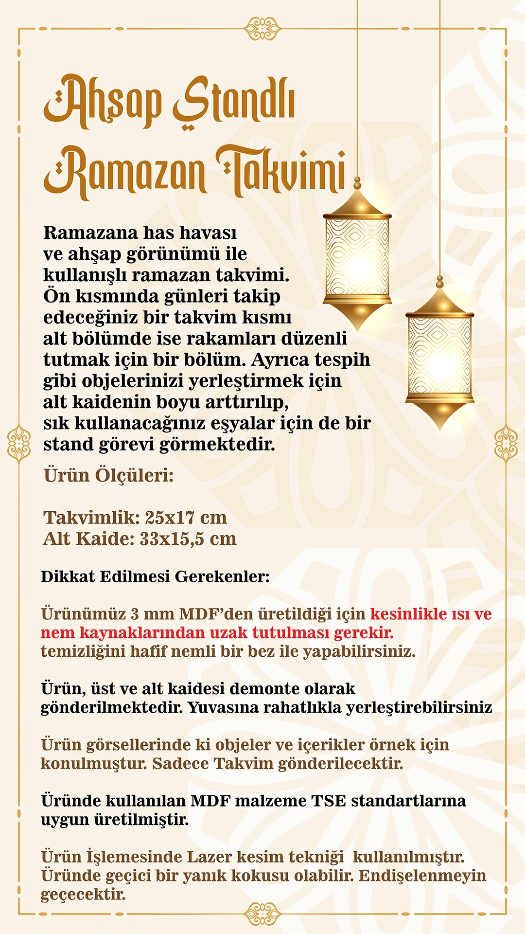 Ahşap Standlı Ramazan Takvimi