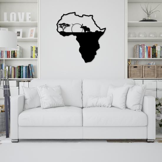 Afrika Kıtası Ahşap Duvar Panosu