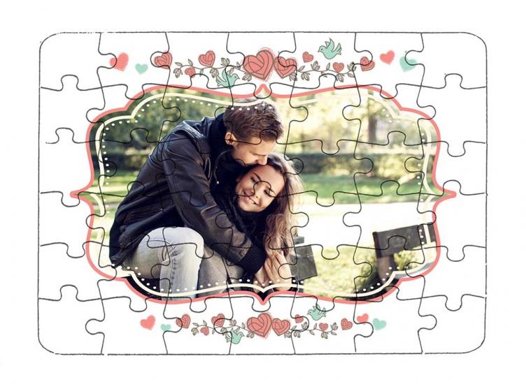 Kişiye Özel Resimli Çiçek Desenli Puzzle