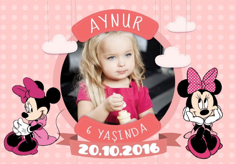 Minnie Mouse Temalı Doğum Günü Afişi-2