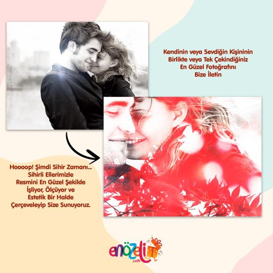 Romantik ve Estetik Sevgili Resim Çerçevesi ve Yıldız Haritası