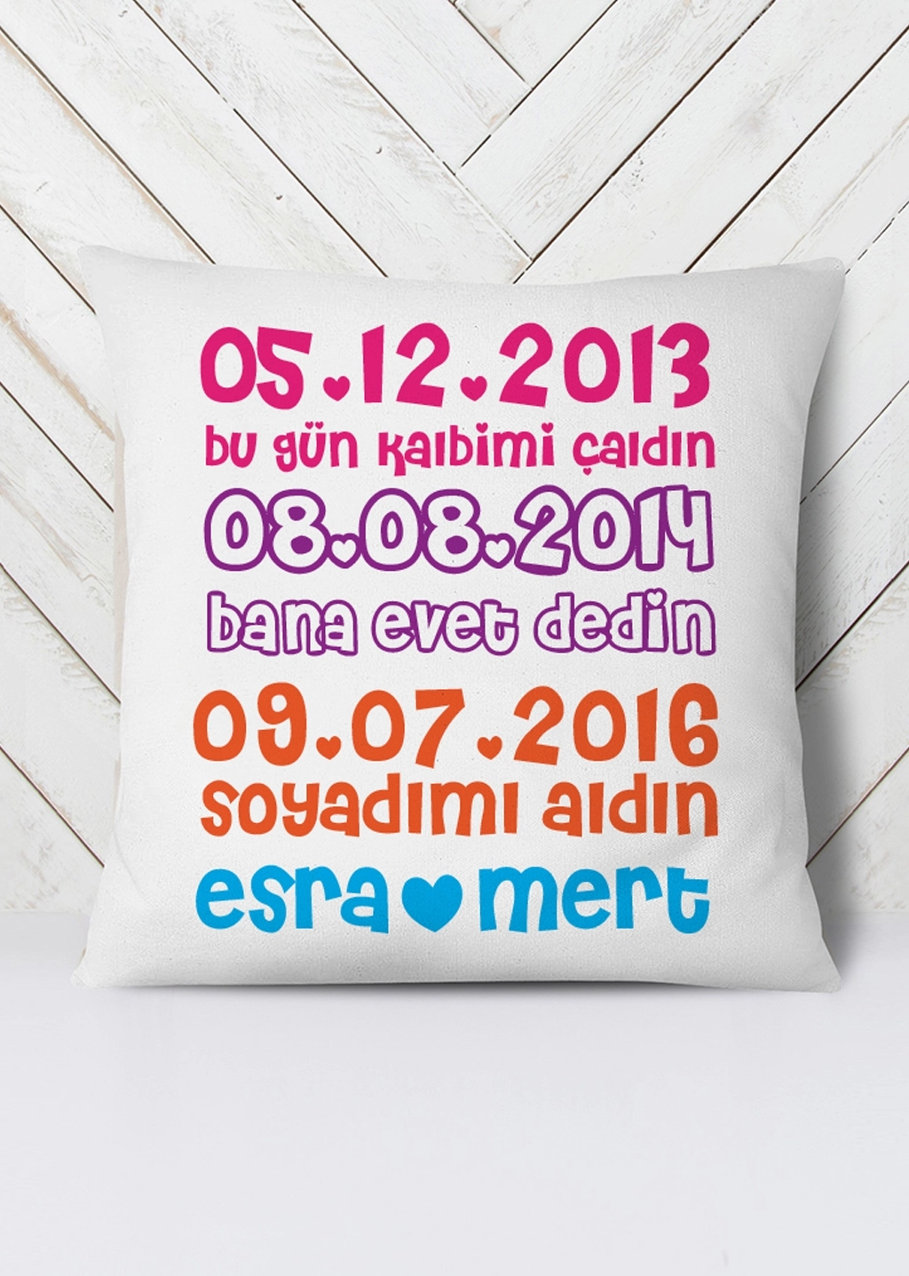 Tarihli Kişiye Özel Aşk Yastığı